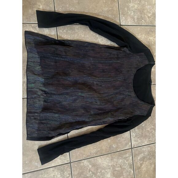 Theory P Petite Silk Blouse Printed Side Button - Picture 4 of 8